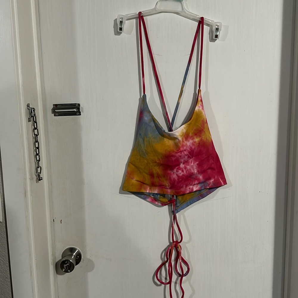 Tie Dye Corset Back Crop Top